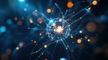 Obraz premium Quantum Computing Frontier: Hyper-Realistic High-Tech Background of Subatomic Particles and Quantum Elements