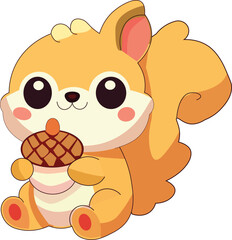 Fototapeta premium illustration of an adorable squirrel with its orange body holding a nut