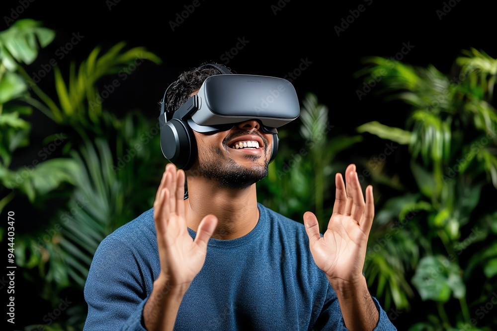 Poster Sign languages in virtual reality, illustrated with users interacting in a digital environment where signing is the primary mode of communication