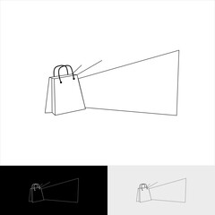 line art title label with shopping bag icon illustration for sale or promotion theme