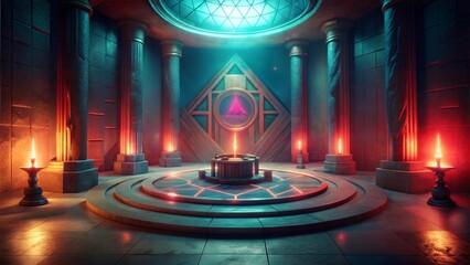 Obraz premium retro mysterious occult ritual chambers background
