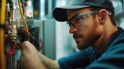 Close-Up of HVAC Technician Replacing Components in Equipment