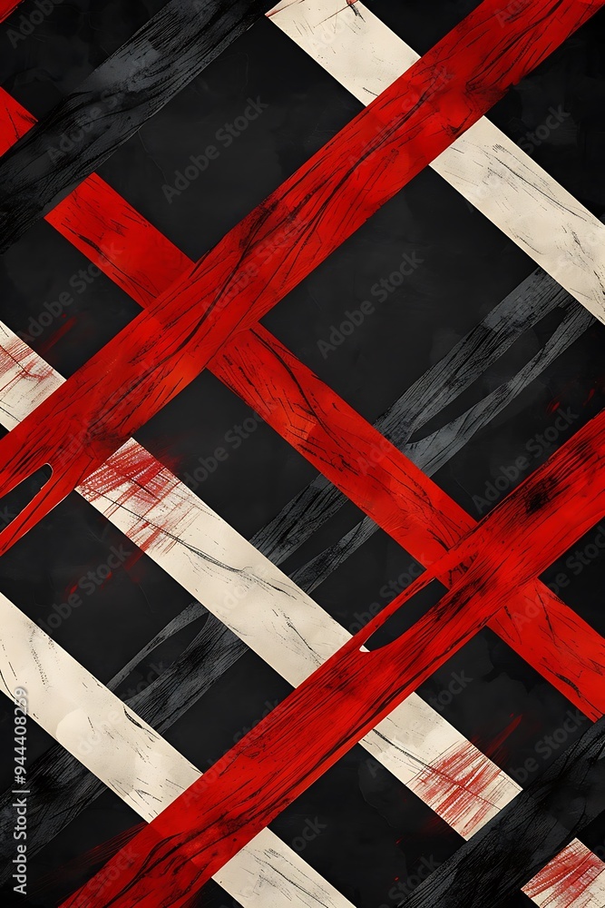 Poster black and red abstract backdrop featuring intersecting diagonal lines