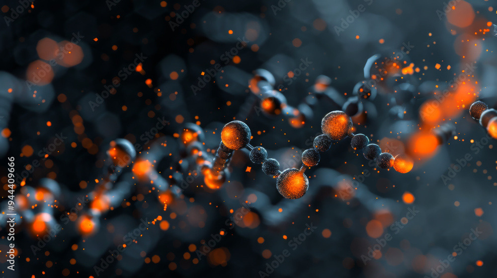Aufkleber dna molecules that bind to the enzyme are highlighted in orange on a dark gray background. abstract 