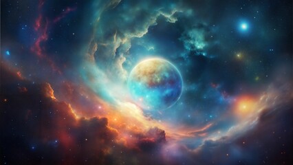 retro celestial cosmic nebula dimensions background