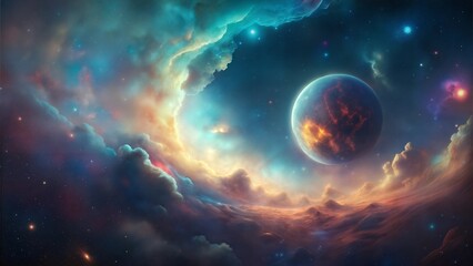 retro celestial cosmic nebula dimensions background