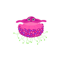 Cute pink jellyfish vector illustration