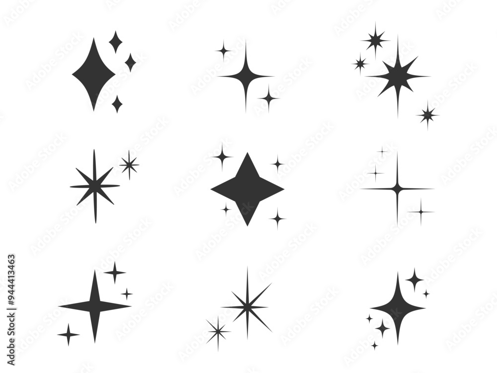 Canvas Prints shining stars icon collection. sparkle starburst. blinking spark. twinkle star shape. magic light gl