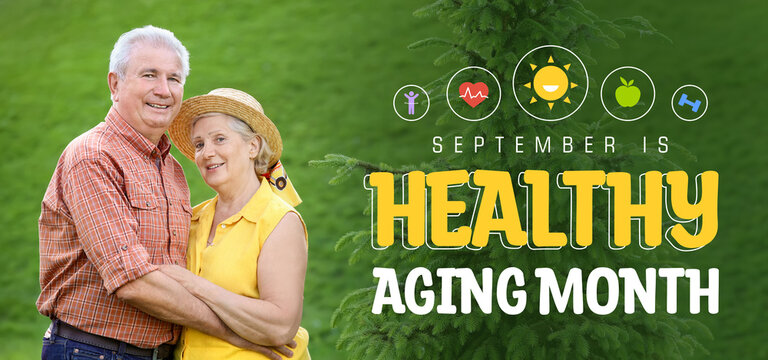 Happy mature couple in city park