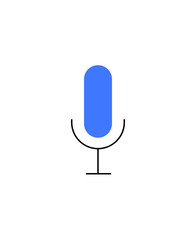 Blue microphone icon on white background. Represents audio, voice communication, recording, or broadcasting. Applicable for media, podcasts, audio software, speech recognition, telecommunications.