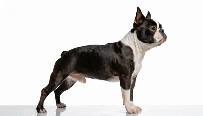 Boston Terrier dog on a white background