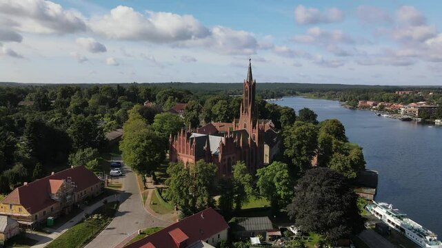 View from above to the city of Malchow and the surrounding lake landscape as a pure vacation area