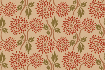 Motifs Ikat floral paisley embroidery background.geometric ethnic oriental pattern traditional.Aztec-style abstract. design for texture, fabric, clothing, wrapping, decoration