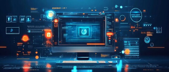 Obraz premium A computer screen displaying a multifactor authentication prompt, with firewall and innovative security measures in place