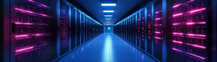 Fototapeta premium A secure server room with multifactor authentication and advanced firewall measures ensuring innovation in system protection