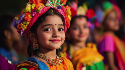 Fototapeta premium Divas Ball is a Children's Day in India. children in India. Indian children in traditional outfits