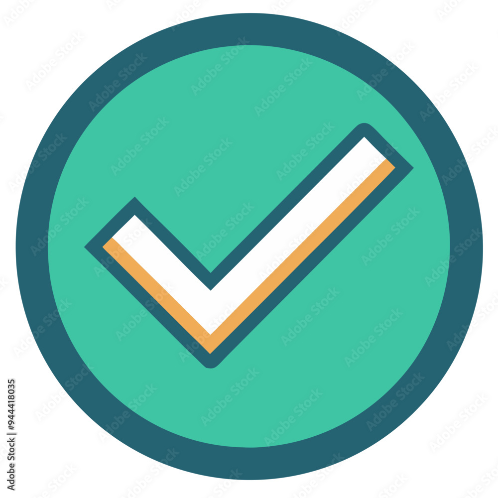 Poster green checkmark vector symbol of approval confirmation success on circular background