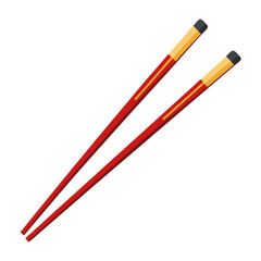 Red Chopsticks Vector Illustration Asian Dining Utensils Traditional Japanese Cultural Symbol 