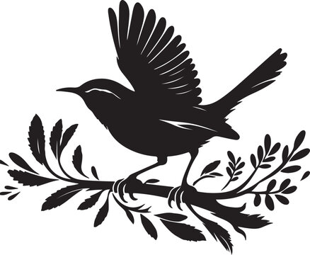recommend clip art: Wren silhouette Vector illustration on white background