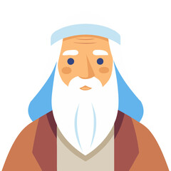 Fototapeta premium Ancient Wise Man Cartoon Vector Elderly Male Character with Beard for Illustrations and Designs