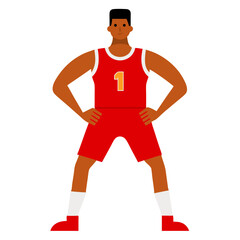 Obraz premium Basketball Player Vector Illustration Athlete in Red with Number One Captains Pose