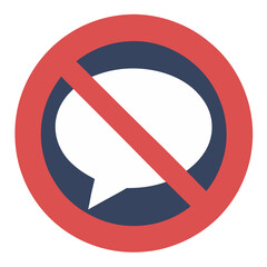 No Speech Bubble Red Prohibition Sign Vector No Talking Symbol Communication Ban Representation