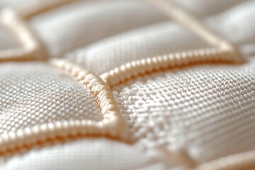 Fototapeta premium Close-up view of textured fabric with intricate stitching, ideal for showcasing textile design and craftsmanship.