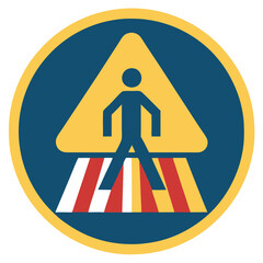 Vector Pedestrian Crossing Warning Sign Cartoon Style Road Safety Illustration