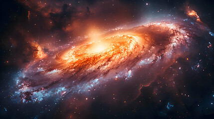 Obraz premium A cosmic vortex where 2D spirals evolve into 3D swirling galaxies, captured with a time-lapse to enhance the movement.