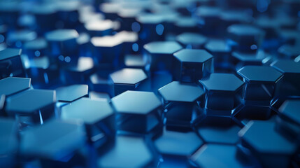 Fototapeta premium Abstract background. Blue technological hexagonal background. Copy space.