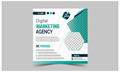 Digital business marketing post banner template, advertising design, social media banner post design