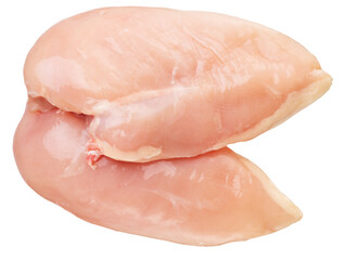 Raw chicken meat or chicken fillets isolated on white background. File contains clipping path.