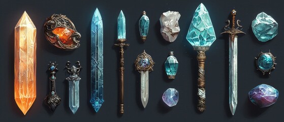  Fantasy Game Artifacts | Unique Magical Items with Intricate Designs Mystical Collection 