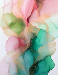 Transparent creativity. Abstract artwork. Trendy wallpaper. Ink colors are amazingly bright, luminous, translucent, free-flowing, and dry quickly. Natural pattern, luxury. ART for your design project.