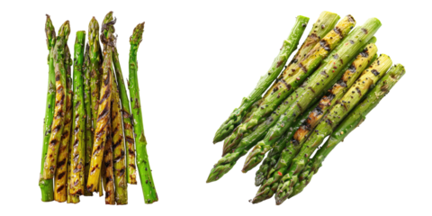 Grilled Asparagus isolated on transparent background,