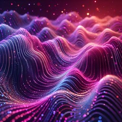 Fototapeta premium Growing wavy particles, abstract color background,