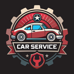 Car service logo design, auto repair car shop Logo vector illustration