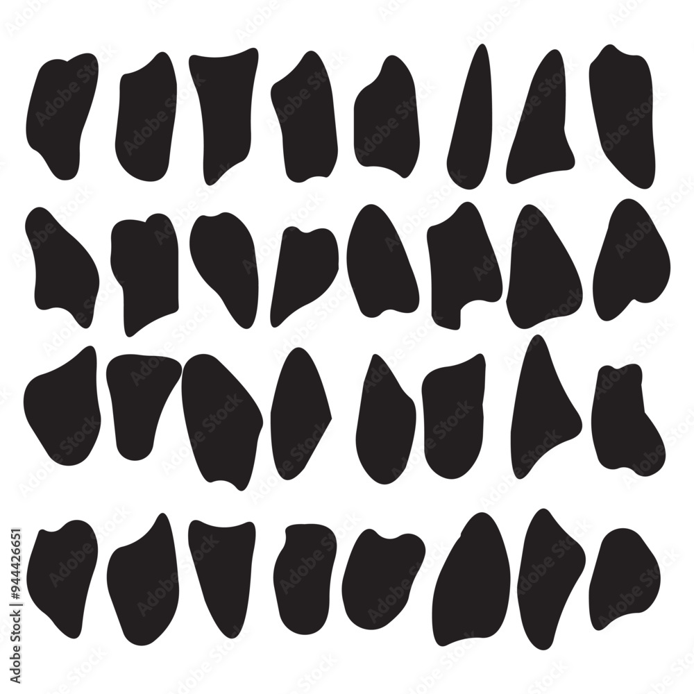 Poster black blob shapes, organic forms, random abstract liquid shapes, round abstract organic elements, mo
