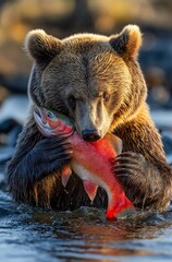 Generated ImageBear with Salmon - Nature's Bounty in the Wild