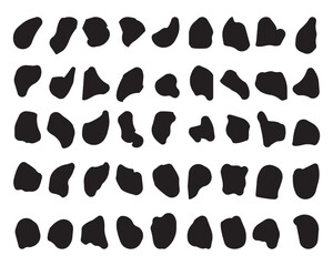 Black blob shapes, organic forms, Random abstract liquid shapes, round abstract organic elements, Modern blob shape design elements isolated on white background.