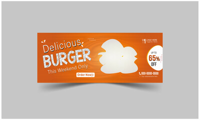 Food Facebook cover design for restaurant business ads and timeline cover marketing promotion, web banner template with editable vector
 social media post