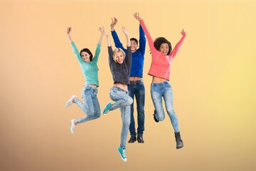 Happy young friends have fun together