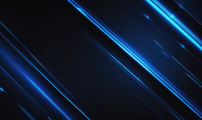 Diagonal blue lines glow on a dark background