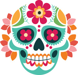 Fototapeta premium Decorative sugar skull for Día de los Muertos, symbolizing tradition, culture, and celebration in a festive and colorful design.
