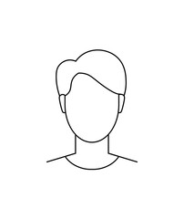 Minimalist black line profile icon on a white background, suitable for representing user identities, avatars, and digital media. Useful in themes like social networks and user interactions.