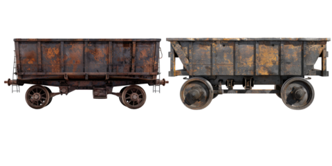 Mining rail cart isolated on transparent background,
