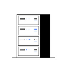 Illustration of a server stack, symbolizing data storage, management, and IT infrastructure. Perfect for topics on data centers, cloud storage, and server management.
