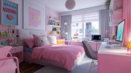 Cozy study space with girly vibes.