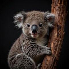 Obraz premium Cute Koala Bear Marsupial wildlife Animal black background