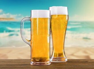 Fresh cold tasty alcohol beer drink in glass